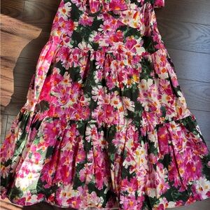 Zara Floral A-Line Tiered Midi Skirt